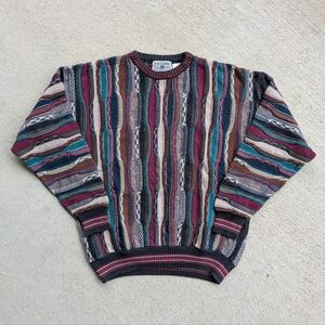 Vintage 90s Coogi Style Multicolor 3D Knit Men's Sweater